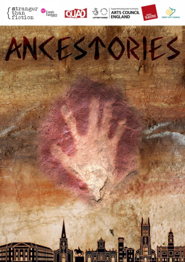 A poster for the Ancestories exhibition.